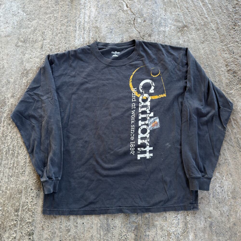 Vintage Carhartt Long Sleeve Black Shirt Y2K 00s Work Men's Large Faded